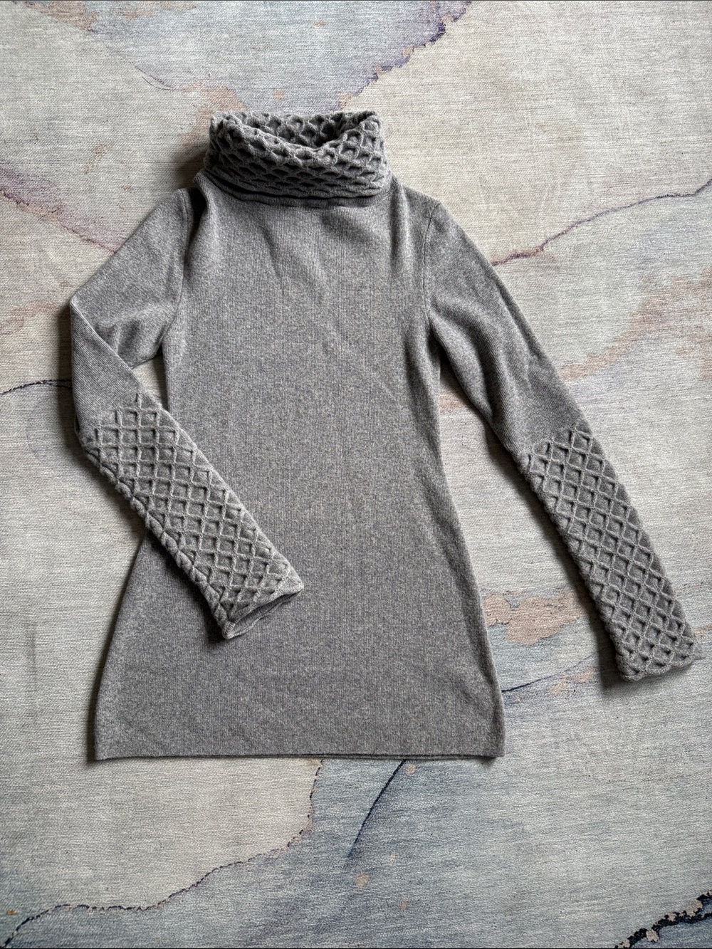 Temperley London Honeycomb Heather Grey Turtleneck Tunic Sweater M - Picture 2 of 8